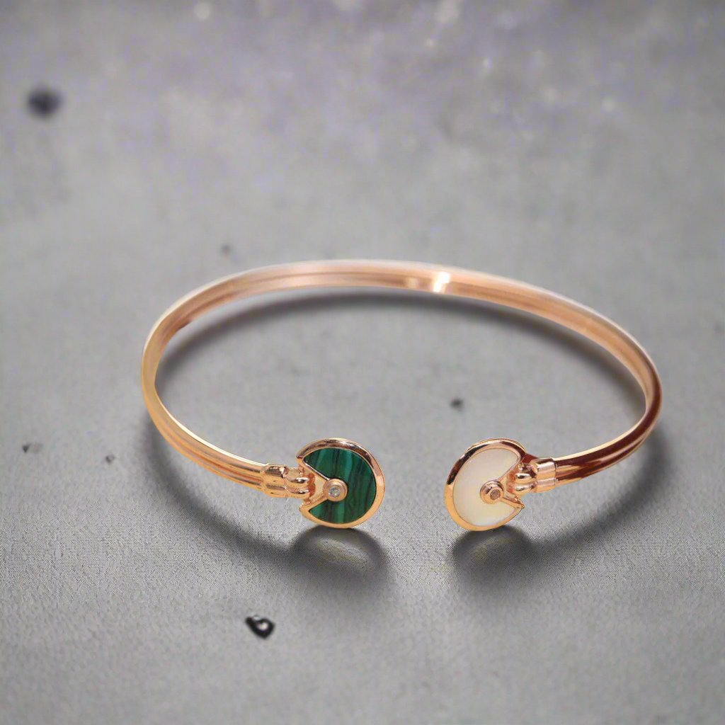 18K Malachite Pearl & Diamond Open Bracelet
