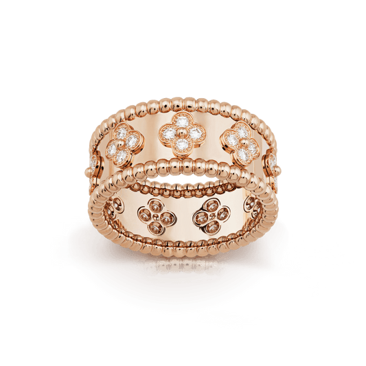 18K Perl̩e Clovers Ring