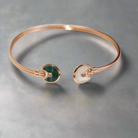 18K Malachite Pearl & Diamond Open Bracelet