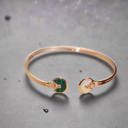18K Malachite Pearl & Diamond Open Bracelet