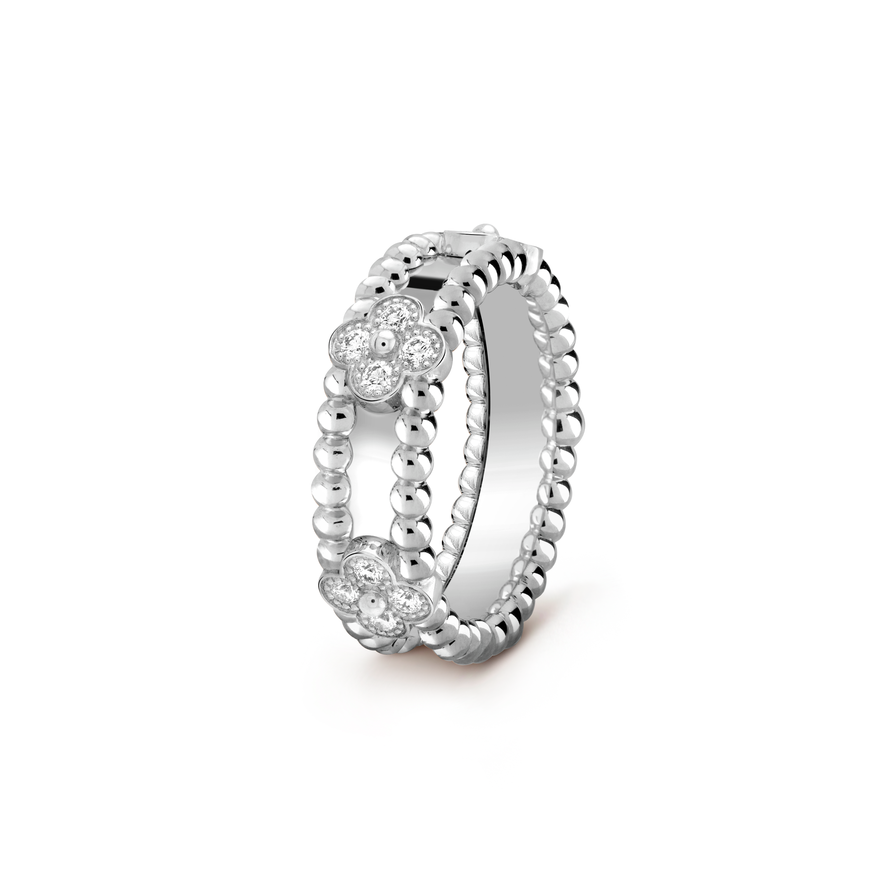 18K Perl̩e Clovers Ring