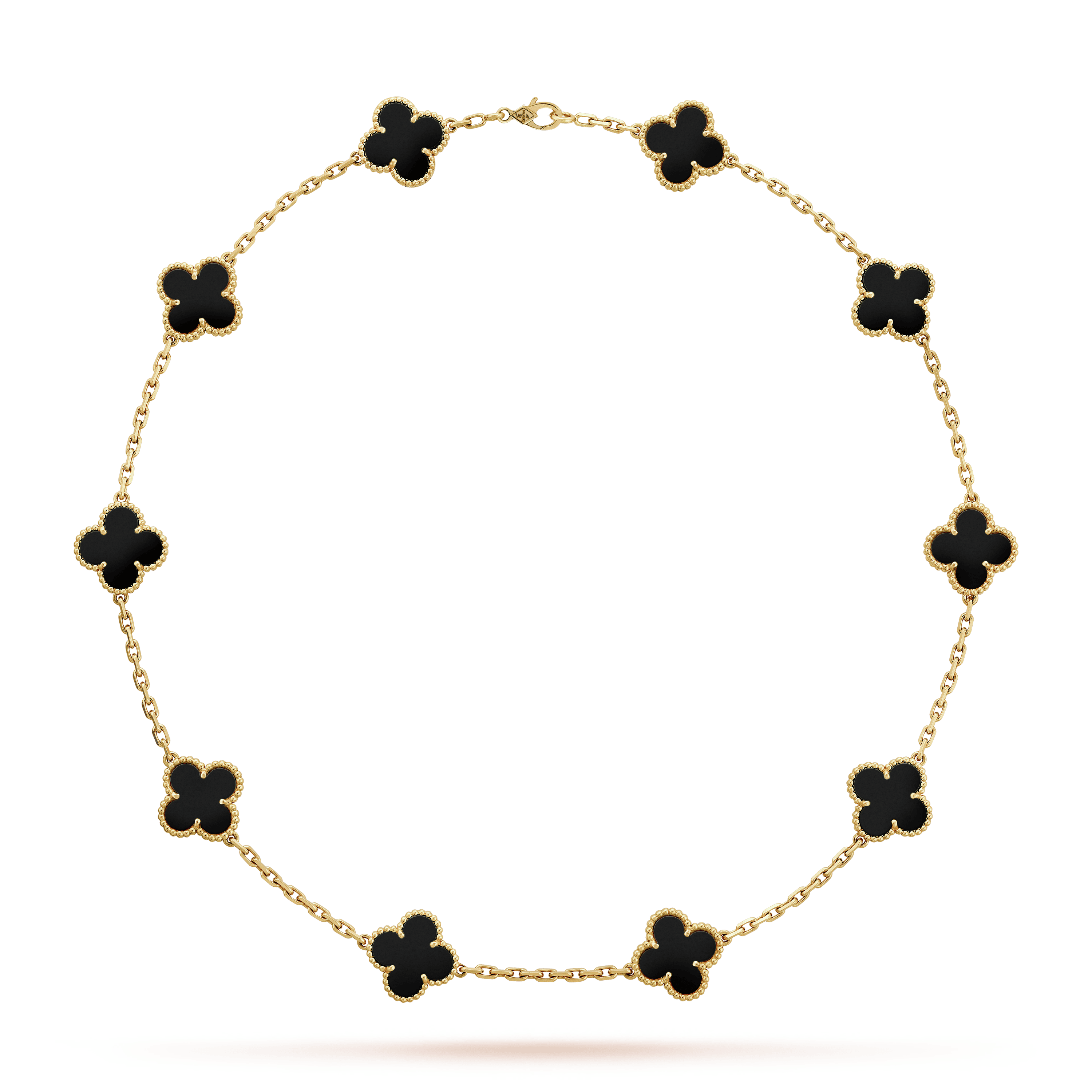 18K Vintage Alhambra Black 10 Motifs Clover Necklace