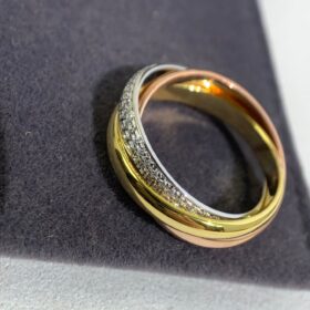 18K Trinity Pave Diamond Ring