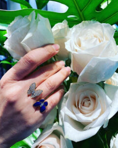 Click to view full screen 18K Two Butterfly Between the Finger Turquoise Ring photo review