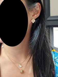 Click to view full screen 18K Rose Gold Sweet Alhambra Diamond Necklace photo review