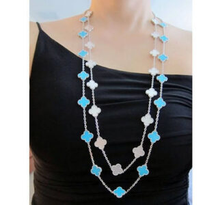 Click to view full screen 18K Rose Gold Sweet Alhambra Diamond Necklace photo review