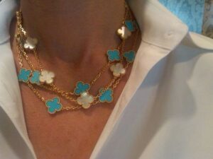 Click to view full screen 18K Rose Gold Sweet Alhambra Diamond Necklace photo review