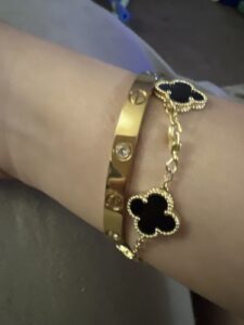 Click to view full screen 18K Rose Gold Five Motifs Clover Bracelet photo review