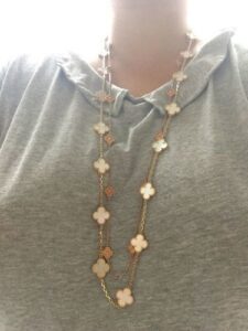 Click to view full screen 18K Rose Gold Sweet Alhambra Diamond Necklace photo review