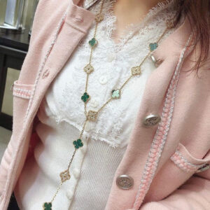 Click to view full screen 18K Rose Gold Sweet Alhambra Diamond Necklace photo review