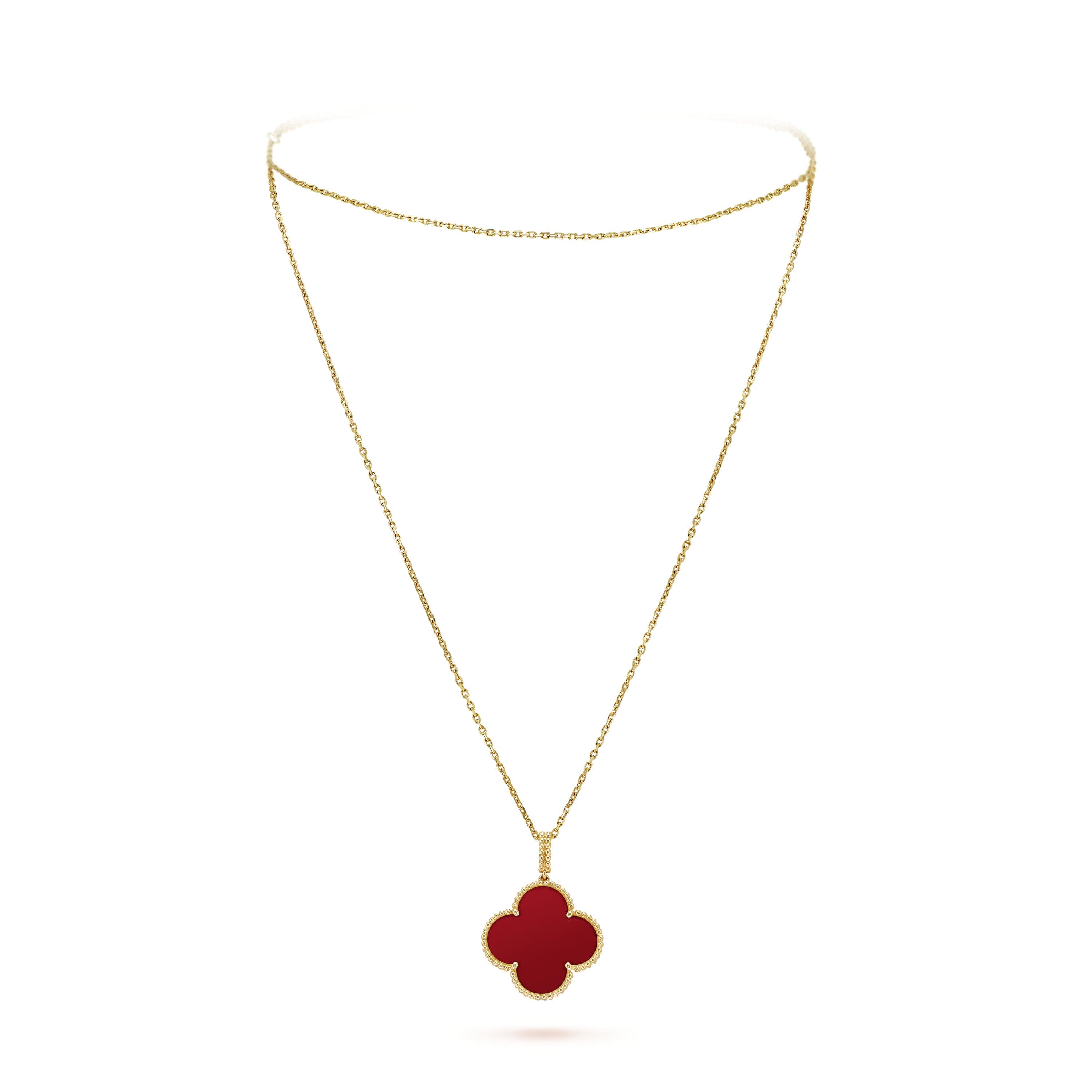 18K Magic Alhambra One Motifs Carnelian Clover Necklace
