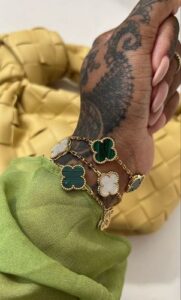 Click to view full screen 18K Vintage Alhambra Five Motifs Malachite Clover Bracelet photo review