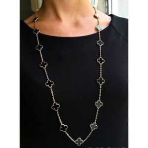 Click to view full screen 18K Vintage Alhambra 20 Motifs Long Necklace photo review